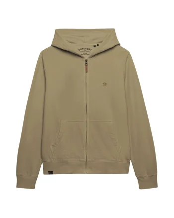 SUPERDRY, Hanorac cu fermoar Classic Essential, Verde