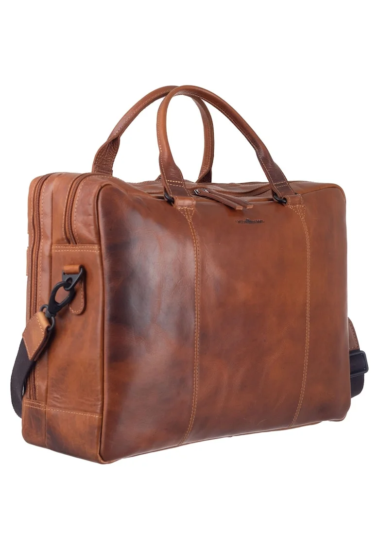 Geanta umar unisex piele naturala 44 x 31 x 13 cm, Newport,, Coniac