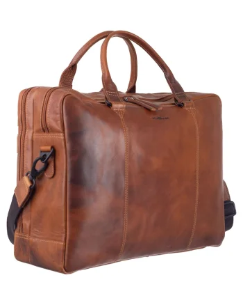 Geanta umar unisex piele naturala 44 x 31 x 13 cm, Newport,, Coniac