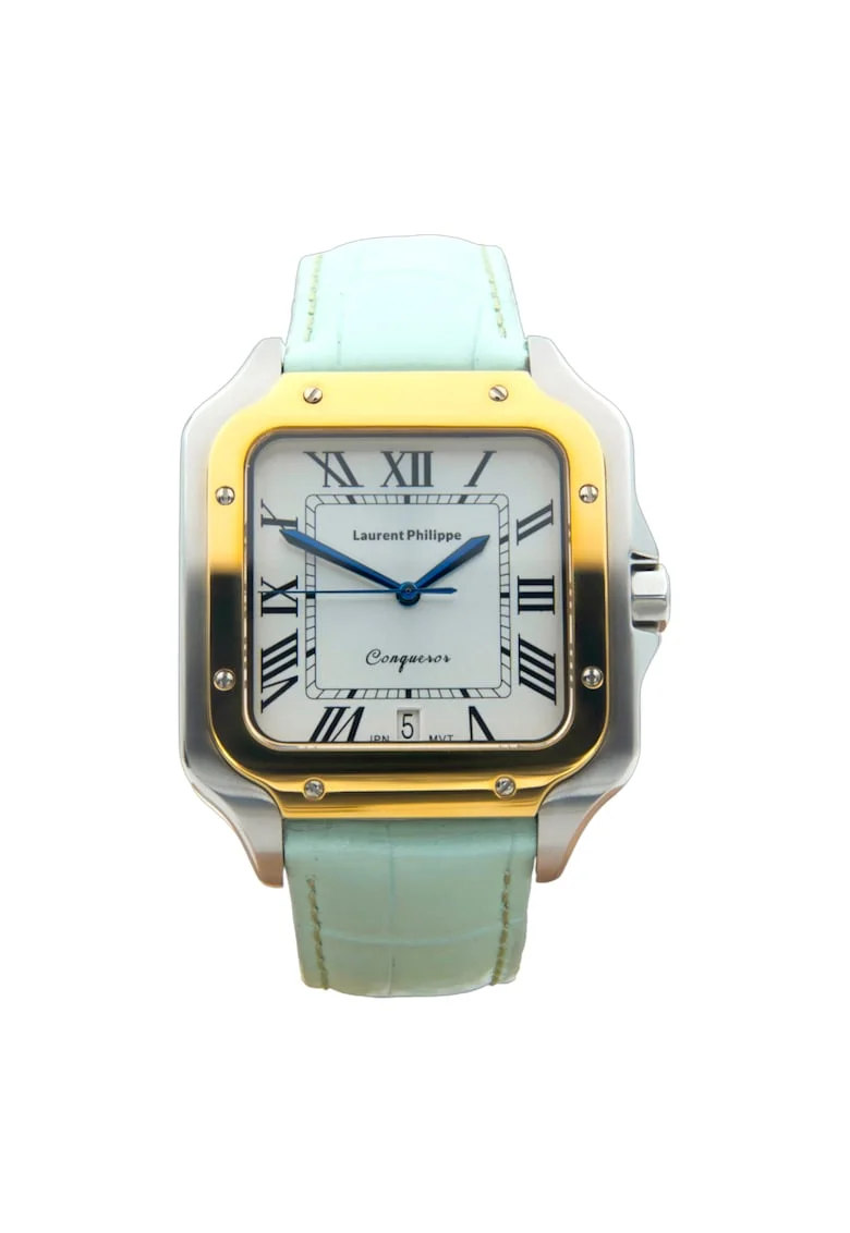 Ceas  Conqueror Imperial Topaz, inox, cadran nude mint, brățară din piele naturală