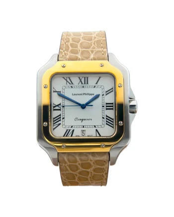 Ceas bărbaesc  Conqueror Imperial Topaz, metalic, curea din piele de crocodil, cronometrul cu cristal de safir, bicolor