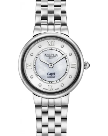 Ceas de dama  859845, 41 29 50, argintiu clasic cu diamante
