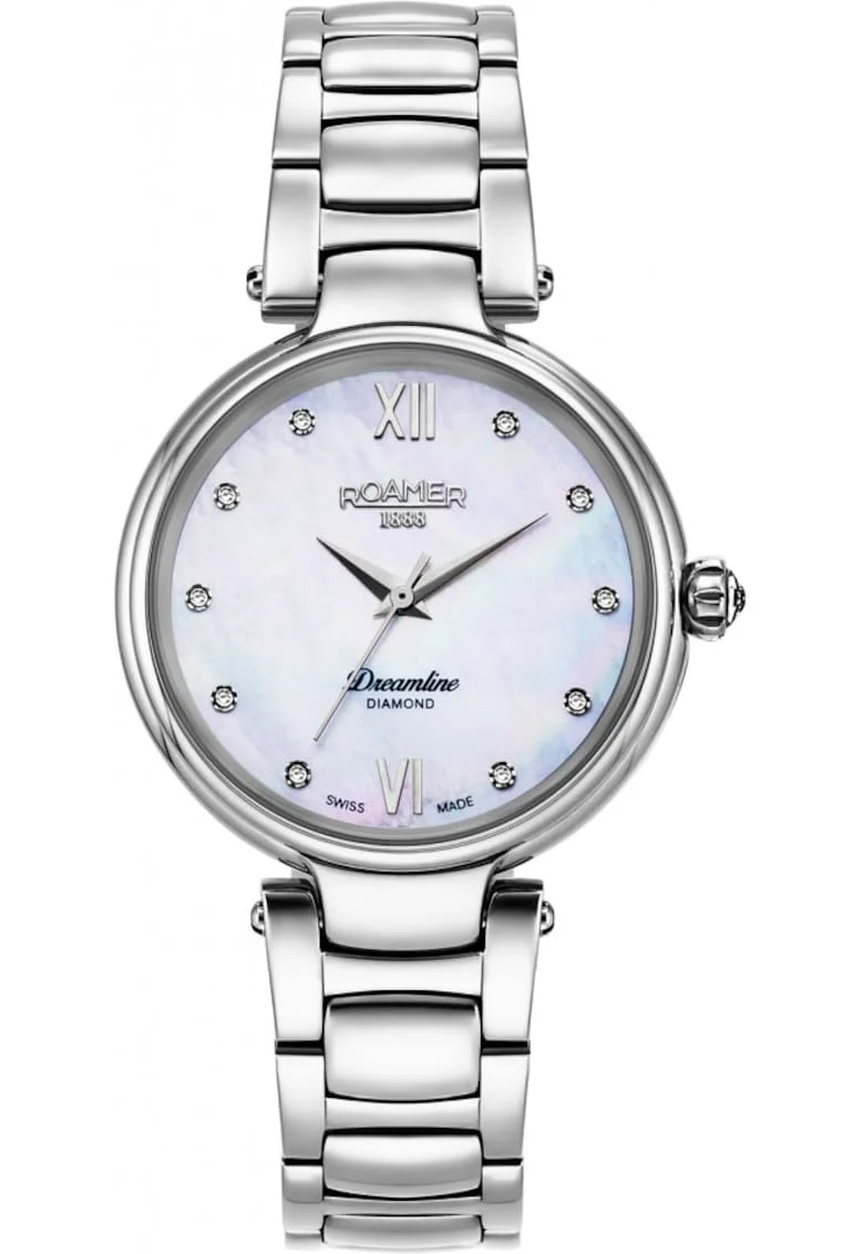 Ceas de dama  857847 41 29 50, argintiu clasic cu diamante
