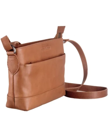 Geantă de umăr femei,  Fiorentina, piele naturală coniac, 25x16cm, 1 compartiment principal, curea de umăr reglabil, Coniac, 25 x 16 x 7 cm