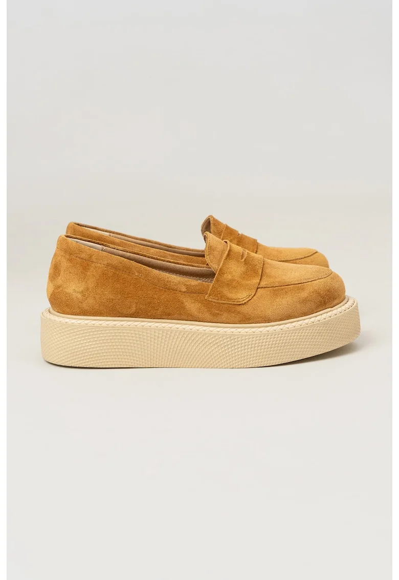 Pantofi loafer din piele intoarsa -  Dune - Camel, Maro camel