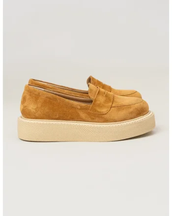 Pantofi loafer din piele intoarsa -  Dune - Camel, Maro camel