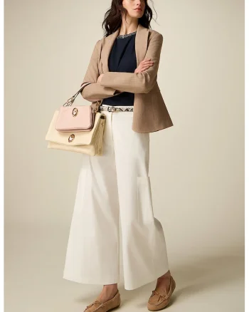 Pantaloni crop cu croiala ampla, Alb
