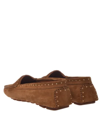 Pantofi loafer din piele intoarsa cu tinte Penny, Maro