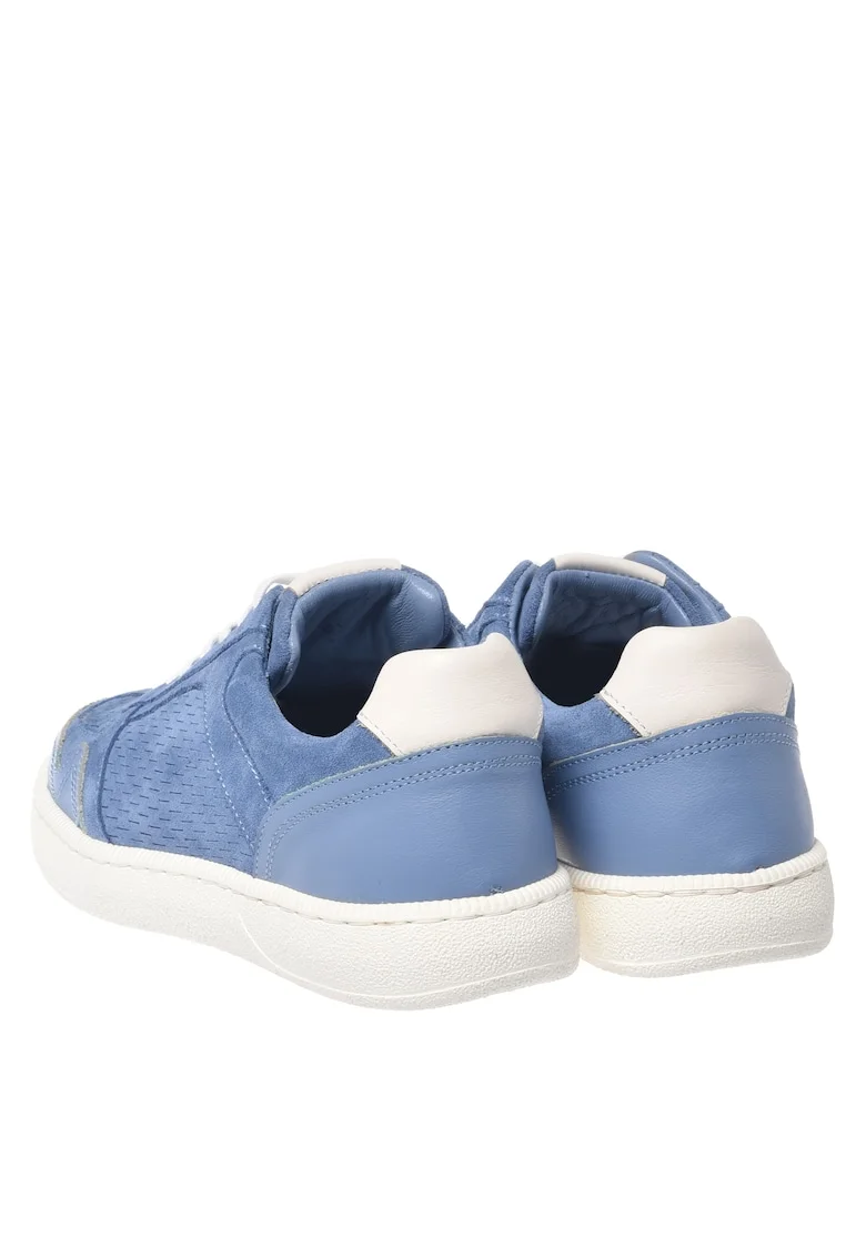 Pantofi sport din piele intoarsa cu sireturi, Albastru deschis