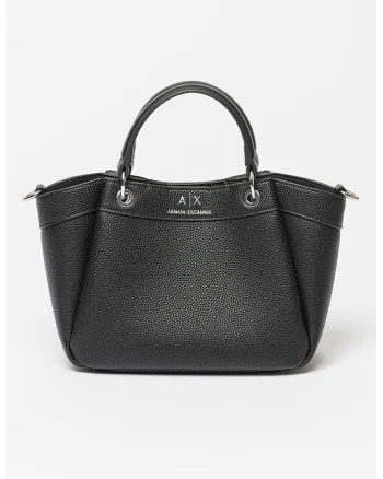 Geanta shopper cu bareta din material textil Wave, Negru