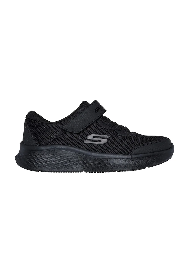 Pantofi sport Skech-Lite Pro cu insertii de piele ecologica si velcro, Negru