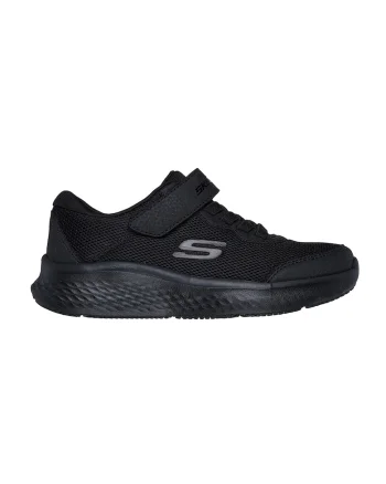 Pantofi sport Skech-Lite Pro cu insertii de piele ecologica si velcro, Negru