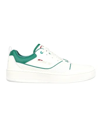 Pantofi sport de piele ecologica cu perforatii Court 92 - Ottoman, Alb/Verde