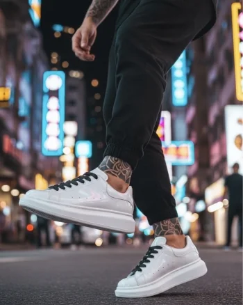 Adidasi barbati casual albi luciosi VIP AAA