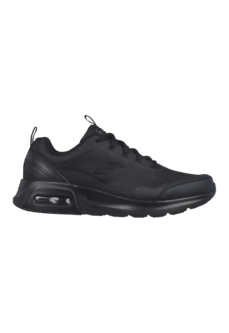Pantofi sport cu garnituri de piele ecologica Skech-Air Court, Negru