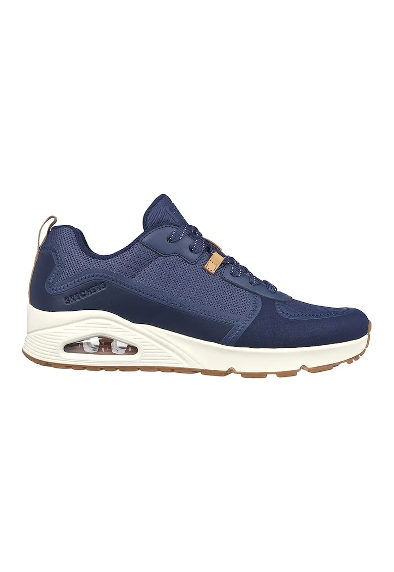 Pantofi sport de piele ecologica si plasa Uno-Layover, Bleumarin