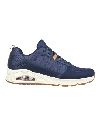 Pantofi sport de piele ecologica si plasa Uno-Layover, Bleumarin