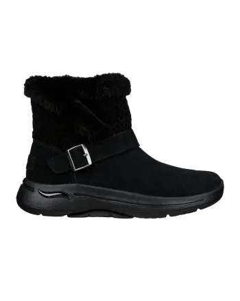 Cizme scurte fara inchidere, din piele intoarsa Go Walk Arch Fit, Negru