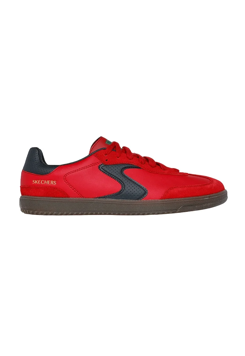 Pantofi sport din piele ecologica cu garnitura din piele intoarsa Hotshot, Rosu/Negru