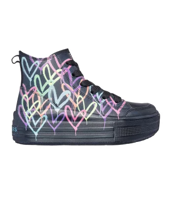 Pantofi sport high-top de piele ecologica Street, Negru/Multicolor