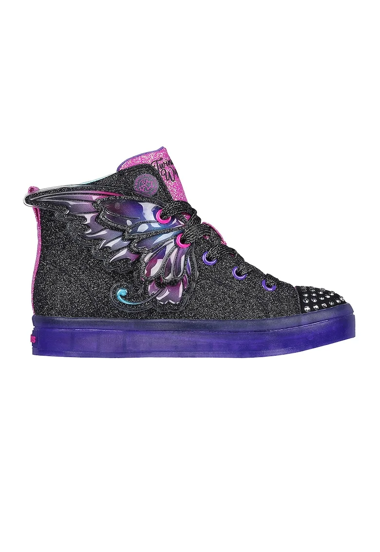 Pantofi sport mid-high cu aplicatii Twinkle Toes, Negru/Lila