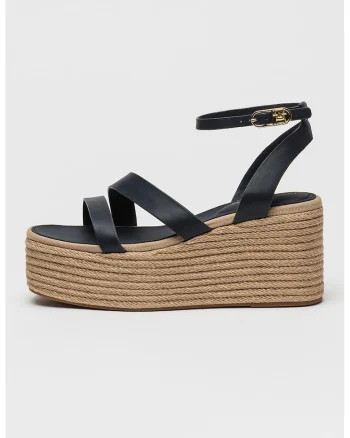 Sandale flatform din piele, Bleumarin