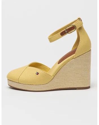 Sandale cu talpa wedge si detaliu cu logo Sall, Galben