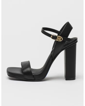 Sandale din piele cu toc inalt, Negru