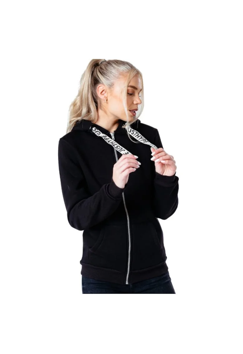 Hanorac dama,  Drawstring Zip Hoodie HYPWOMHOOD001, Negru,