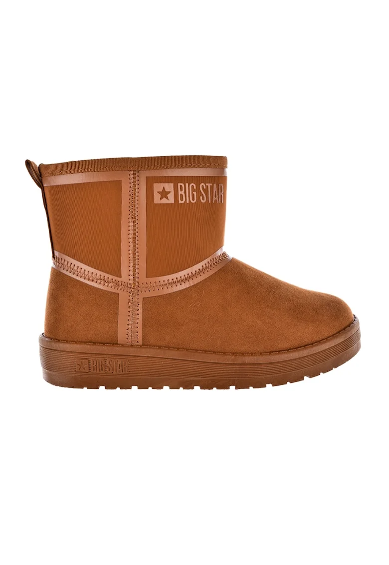 Ghete de piele intoarsa sintetica fara inchidere, Caramel