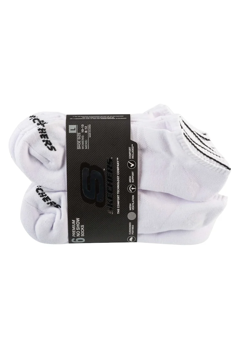 Set sosete Unisex,  6pk Unisex 1/2 Terry Crew Socks S118210-WHT, Alb, 41-46, 6 buc