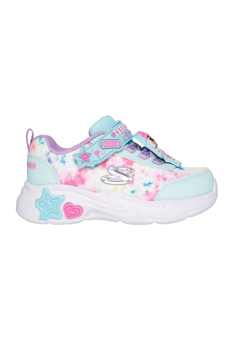 Pantofi sport demi-wedge cu aspect stralucitor Snuggle, Albastru aquamarin