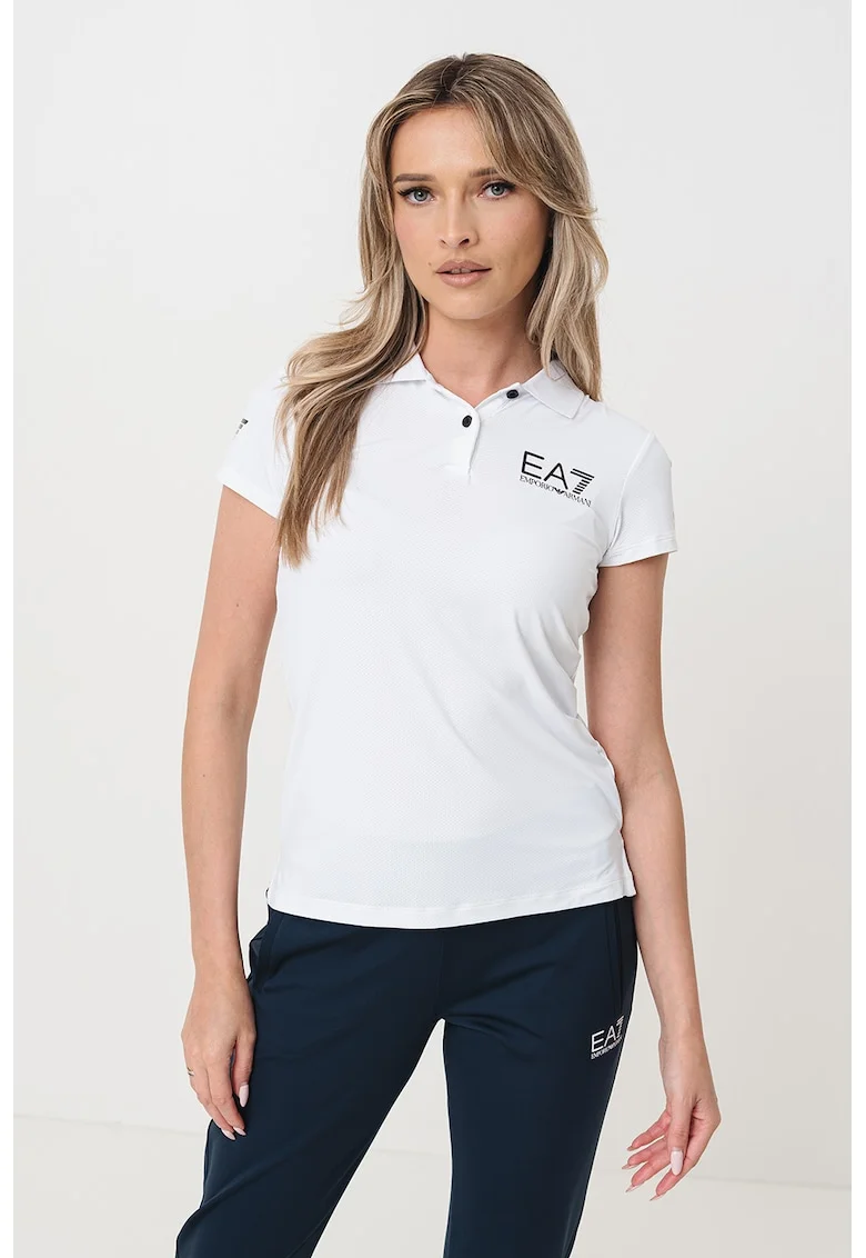 Tricou polo sim-fit, Negru/Alb optic