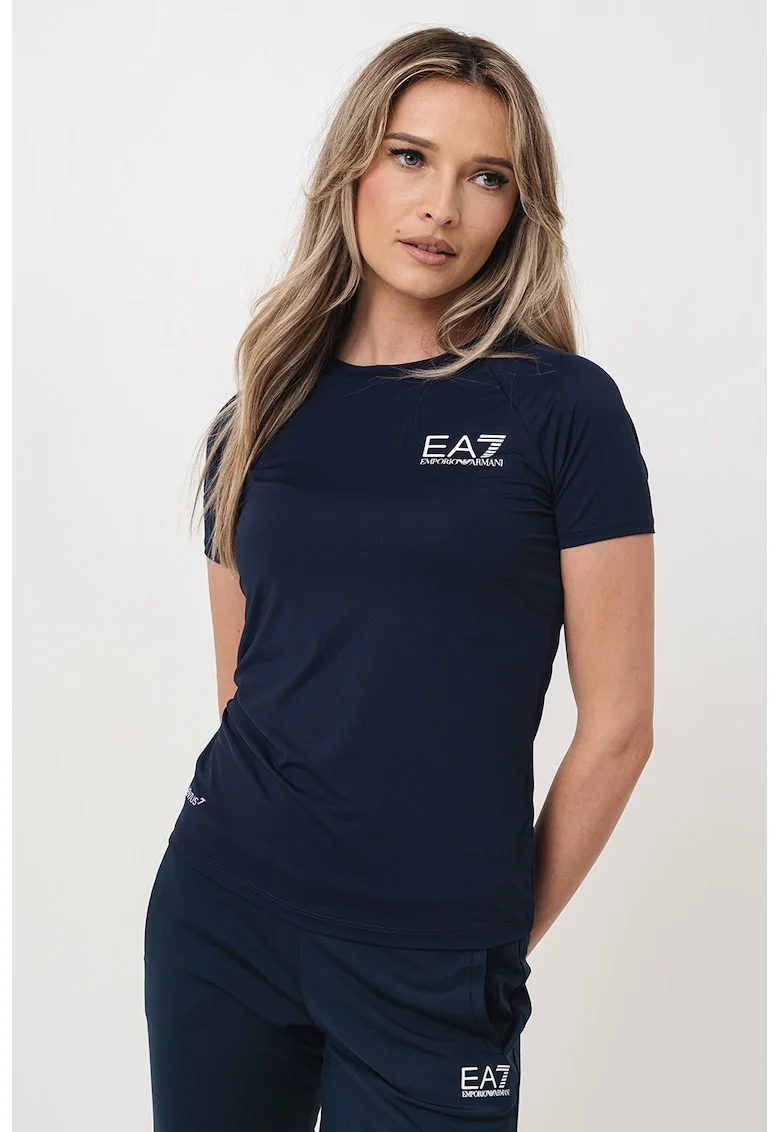 Tricou cu maneci raglan, Alb/Bleumarin