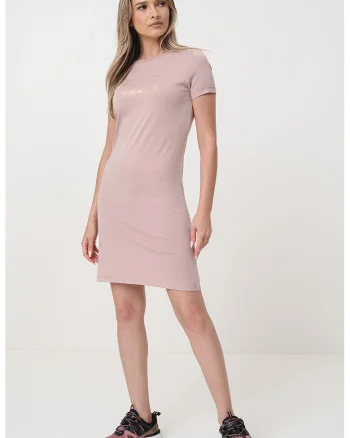 Rochie-tricou din amestec de modal cu logo, Auriu/Roz prafuit