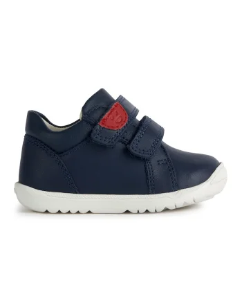 Pantofi sport de piele si piele ecologica cu velcro, Rosu/Bleumarin