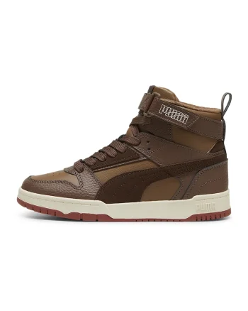 Pantofi sport mid-high de piele si piele ecologica RBD Game, Maro