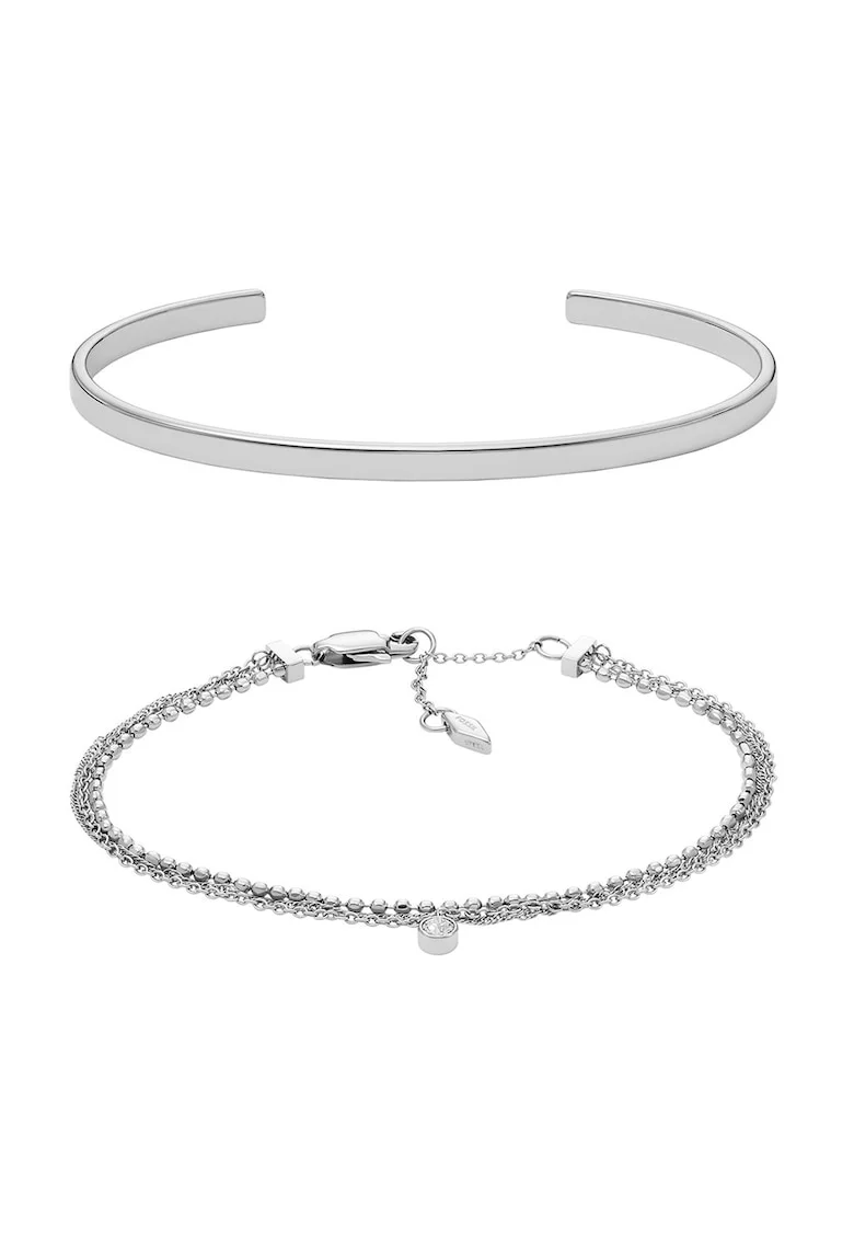 Set de bratari din otel inoxidabil - 2 Piese, Argintiu