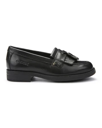 Pantofi loafer de piele cu franjuri, Negru