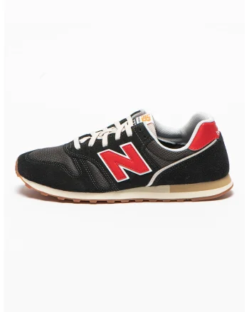 Pantofi sport de piele nabuc si material textil 373, Rosu/Negru/Gri inchis