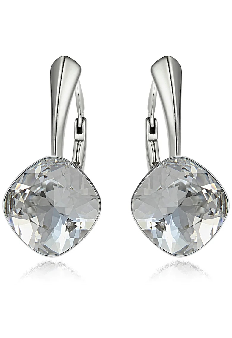 Cercei Argint 925 placat cu rodiu cu cristale® Princess Square 10mm, Alb