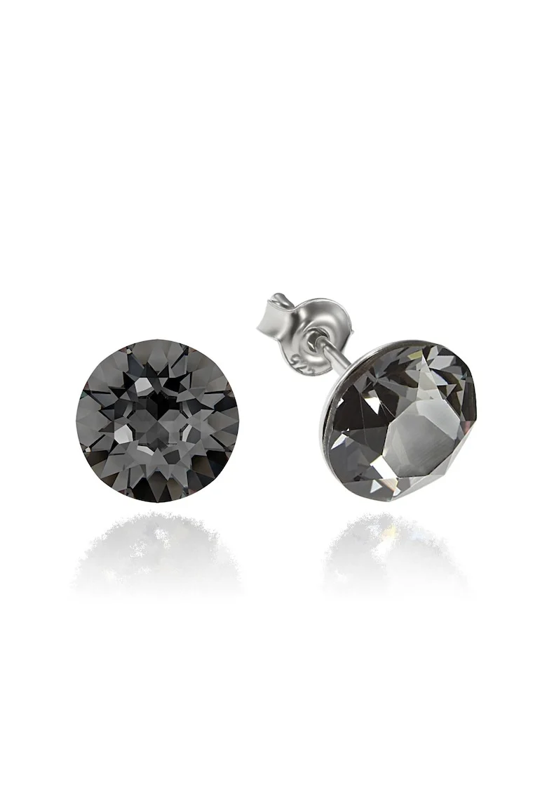 Cercei Argint 925 placat cu rodiu cu cristale Swarovski® Xirius 8mm, Gri inchis