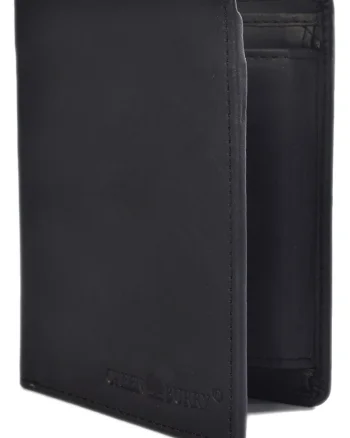 Portofel barbati,  piele naturala, RFID, negru, 9.5x12.5x2.5cm