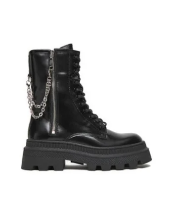 Ghete dama  EO-AMAYA-40802, piele naturala, negru, cu fermoar