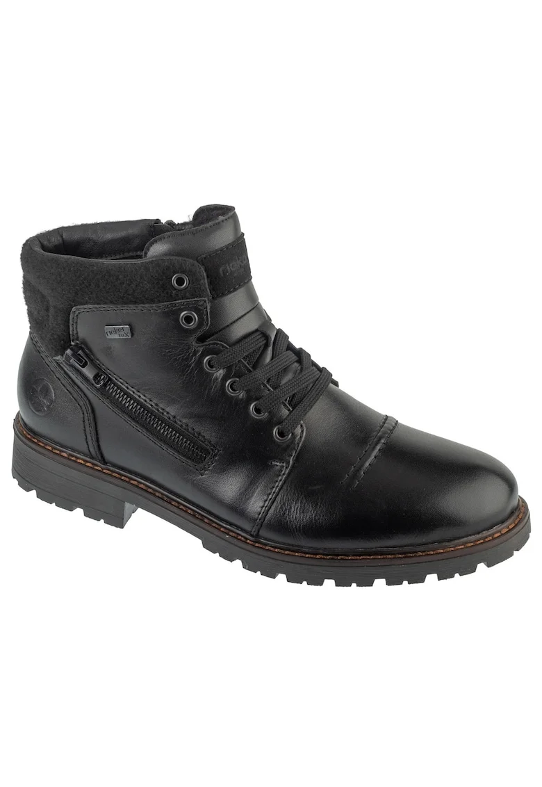 Pantofi Barbati,  Piele Naturala, Pentru Iarna, Tip Trzewik, Cu Siret, Captusiti, Negri, Negru
