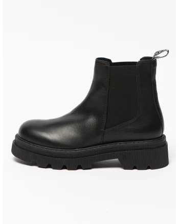 Ghete Chelsea de piele Tweed, Negru
