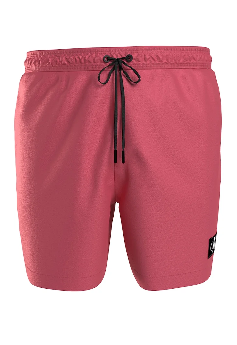 Pantaloni scurti de baie cu snur si monograma, Rosu stins