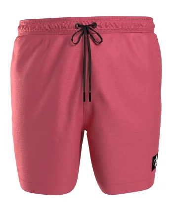 Pantaloni scurti de baie cu snur si monograma, Rosu stins