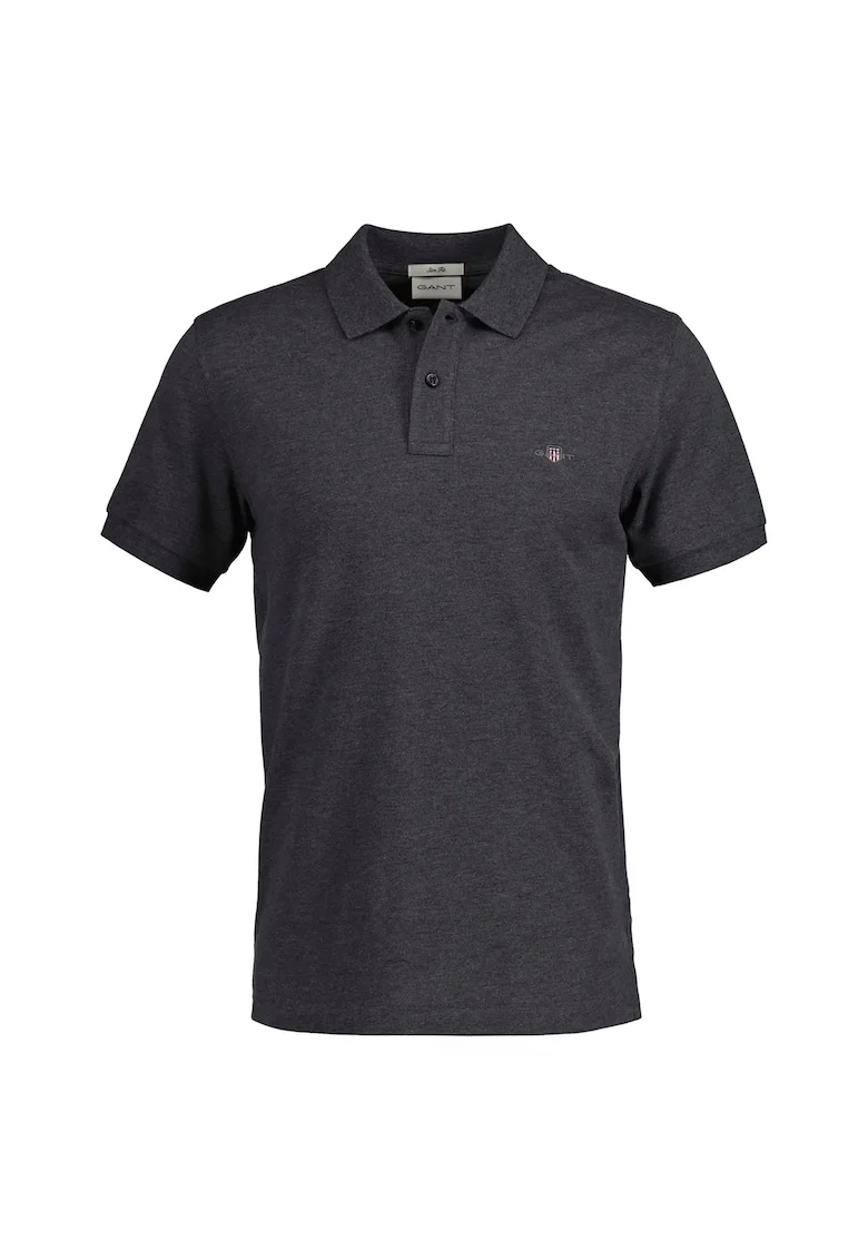 Tricou polo slim fit Shield, Gri antracit