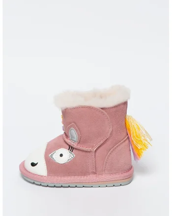 Ghete de iarna din piele intoarsa cu captuseala de lana si fara inchidere Magical Unicorn Walker